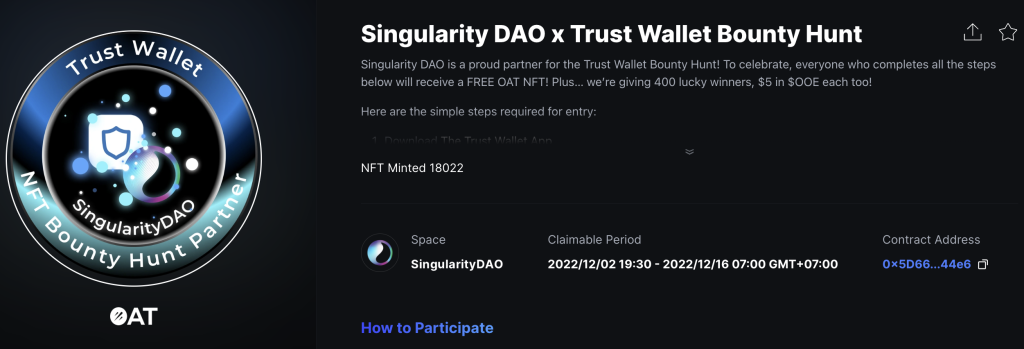 62 Hướng dẫn Claim NFT Singularity DAO x Trust Wallet Bounty Hunt